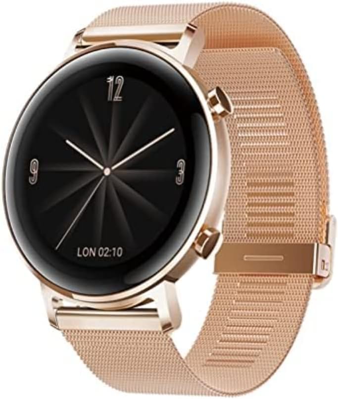 Huawei Watch GT 2 42mm Smartwatch - GPS, Heart Rate Monitor, Refined Gold Stainless Steel Case with Rose Gold Milanese Strap | Perfect for Fitness Tracking, Running & Everyday Wear