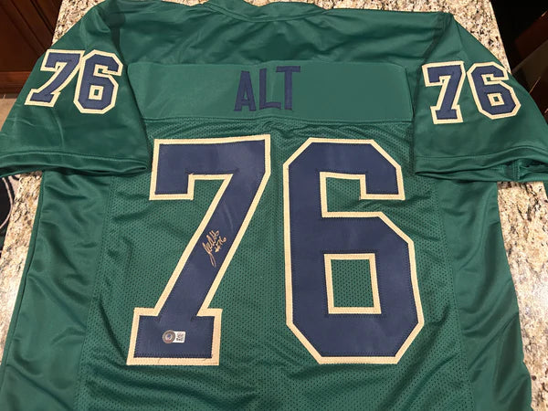 Joe Alt Autographed #76 Notre Dame Fighting Irish Green Football Jersey - Perfect for Collectors, Fans, and Game Day Memorabilia