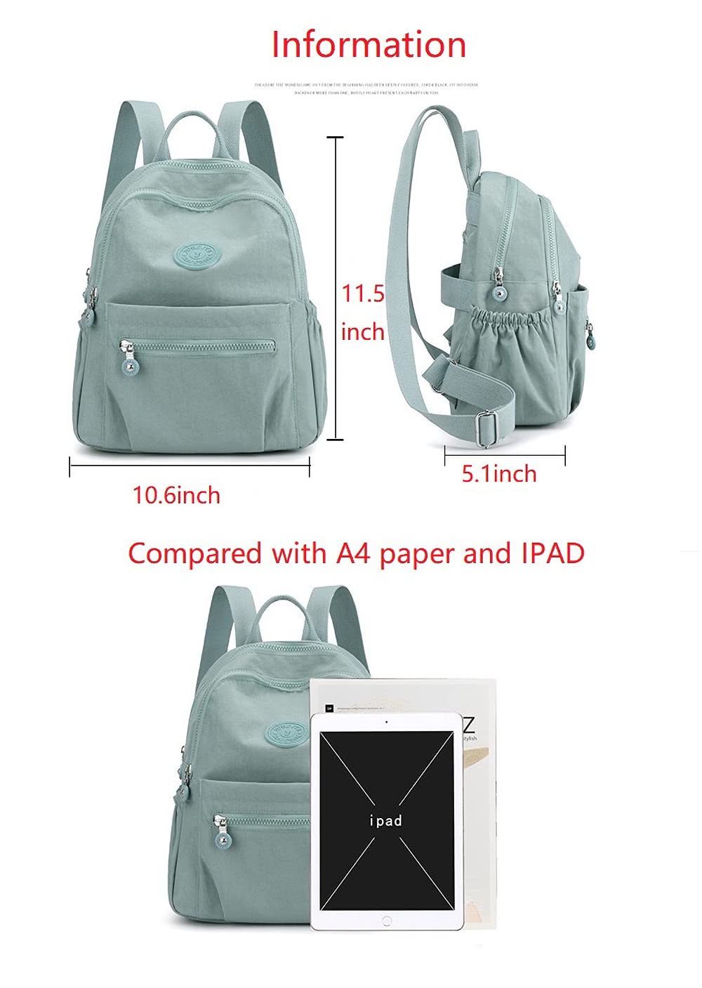 Go-Done MUKAITE 11L Mini Fashion Backpack for Women - Small Nylon Ladies Backpack, Lightweight Shopping Backpack (Small Size) - Perfect for Travel, Work, and Daily Use