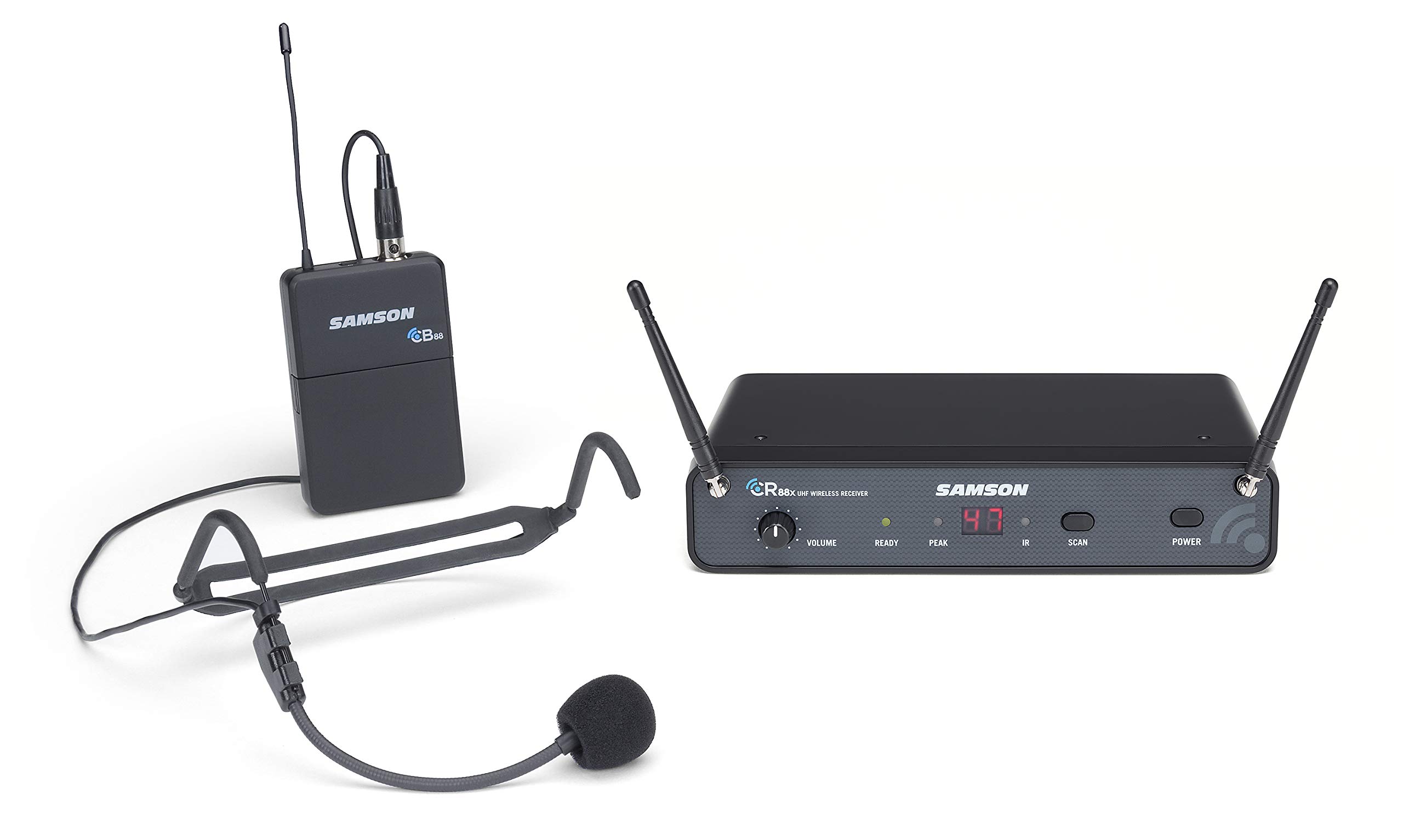 Samson Concert 88x 100-Channel Wireless Headset Microphone Bundle with Rockville RHB70 Bluetooth Home Theater Speaker System | Karaoke, Live Performances & Home Entertainment