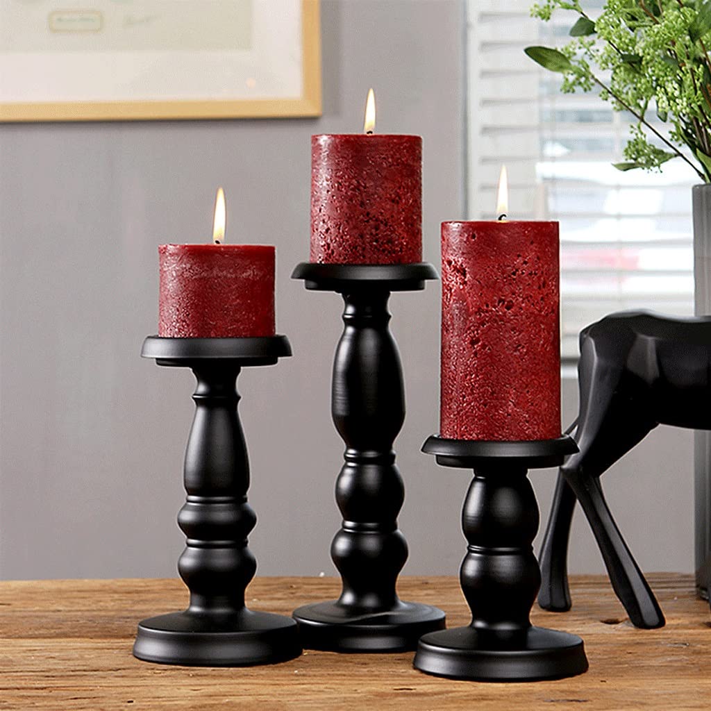Nordic Minimalist Black Tapered Candle Holder - Elegant Pillar Candle Stand for Dining Table, Living Room, Kitchen Decor | Perfect for Romantic Dinners, Holiday Centerpieces & Cozy Home Ambiance
