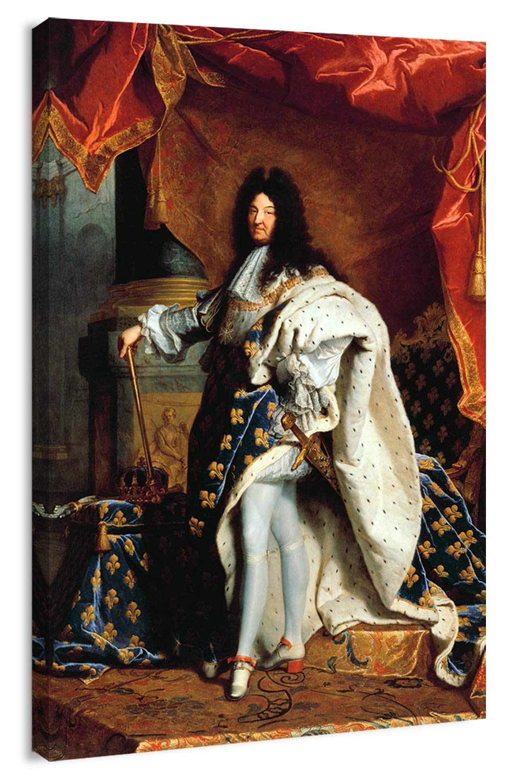 Premium Canvas Print Wall Art - Portrait of King Louis XIV of France - 16x24 Inches - Vintage Home Decor for Living Room, Bedroom & Office