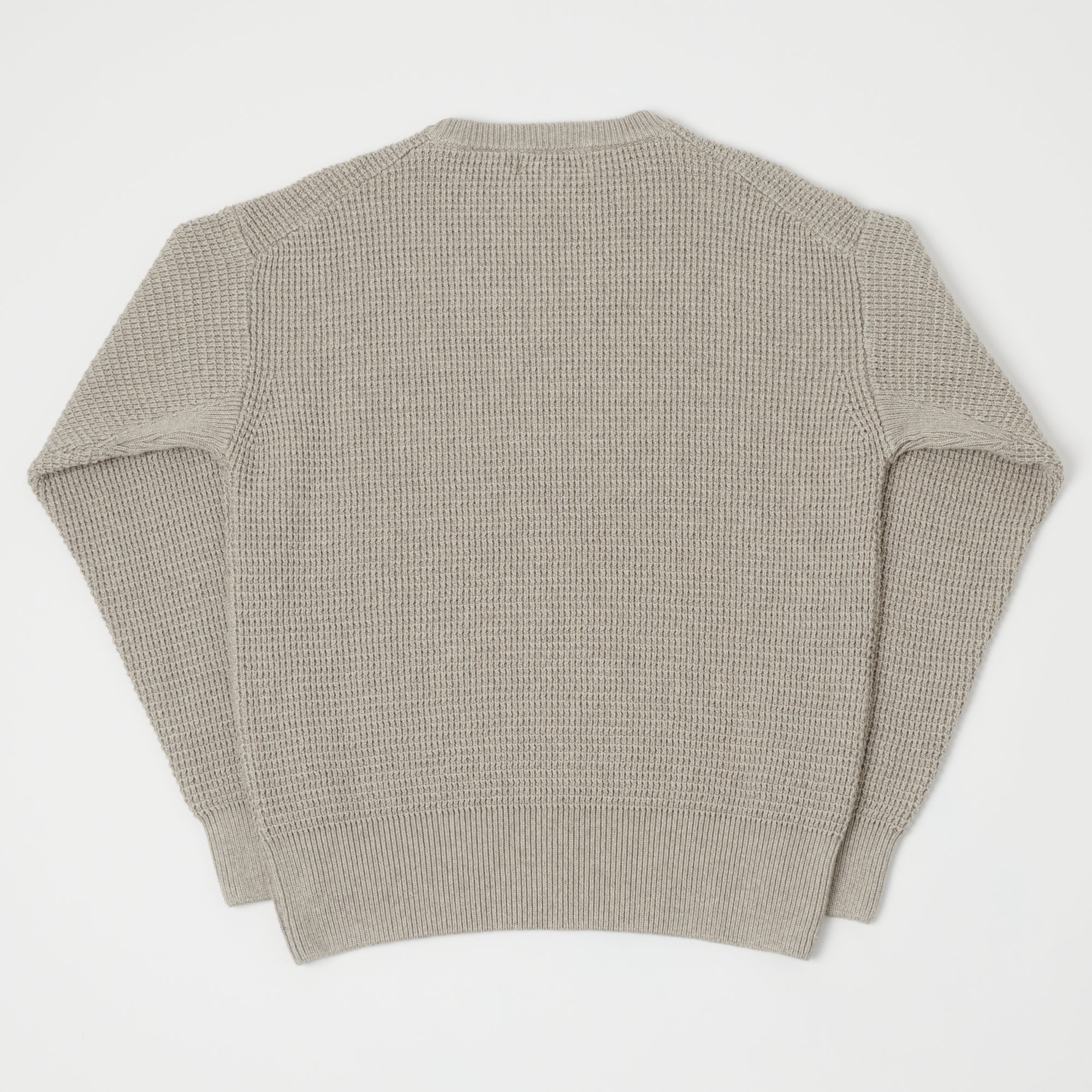 Merz b. Schwanen CCWC01 Men's Premium Cotton Waffle Knit Crew Neck Pullover Sweater - Grey Melange - Casual Wear & Layering Essential for Fall & Winter