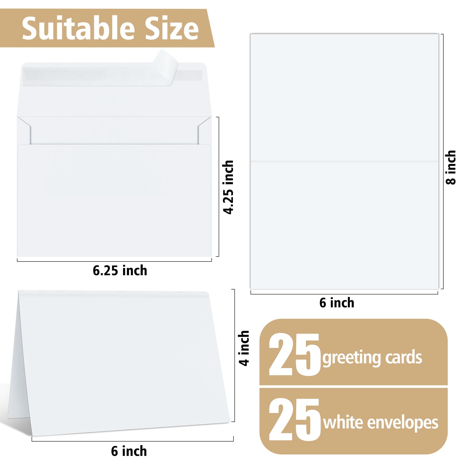 25 Pack 4x6 Blank White Invitation Cards with Self-Seal Envelopes | Premium Cardstock for DIY Greeting Cards, Wedding Invitations, Photo Cards | Perfect for Handmade Crafts, Party Invites & Special Occasions