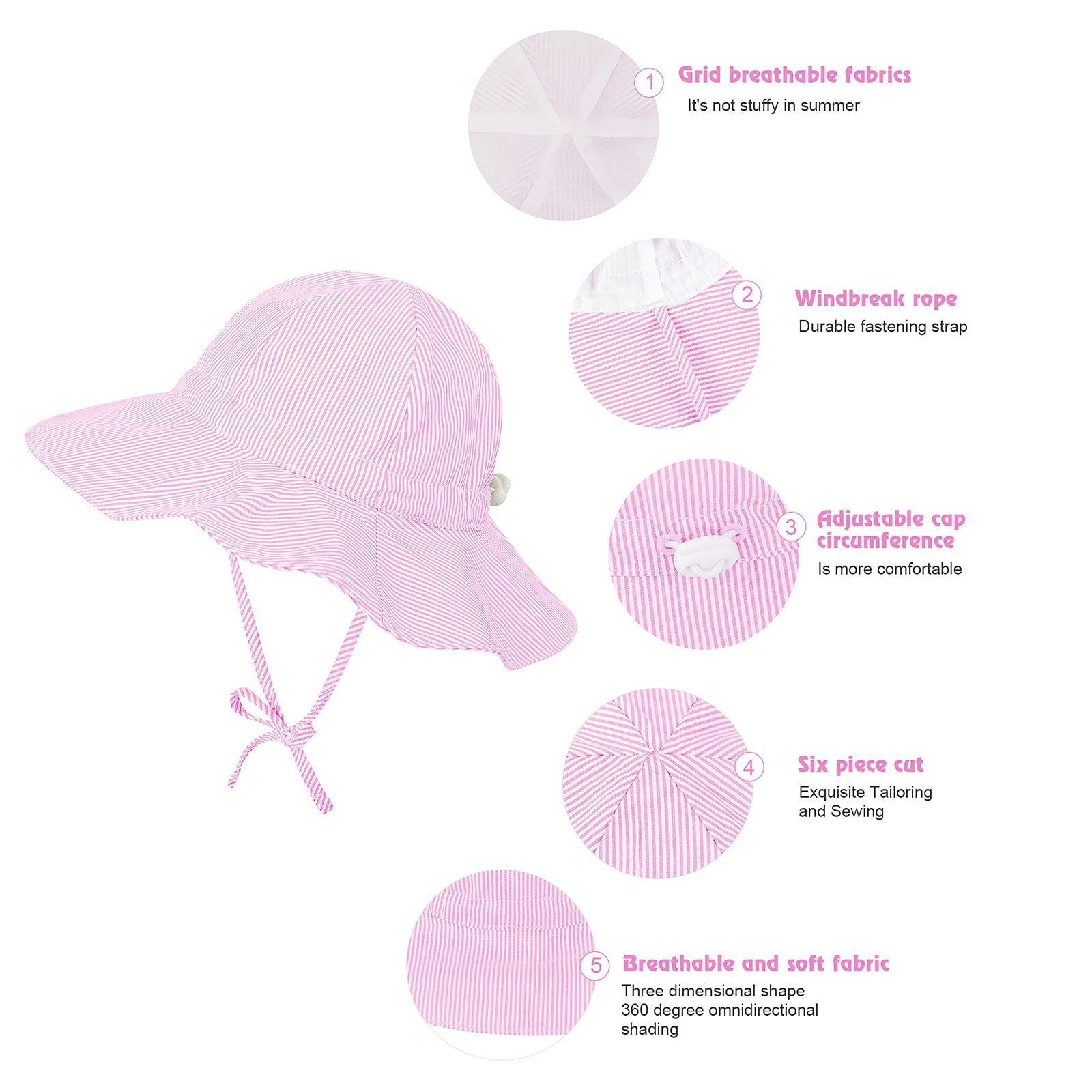 UPF 50+ Baby Sun Hat for Toddlers & Kids - Wide Brim Bucket Cap for Girls & Boys - Summer Beach, Pool, Outdoor Play & Travel Protection