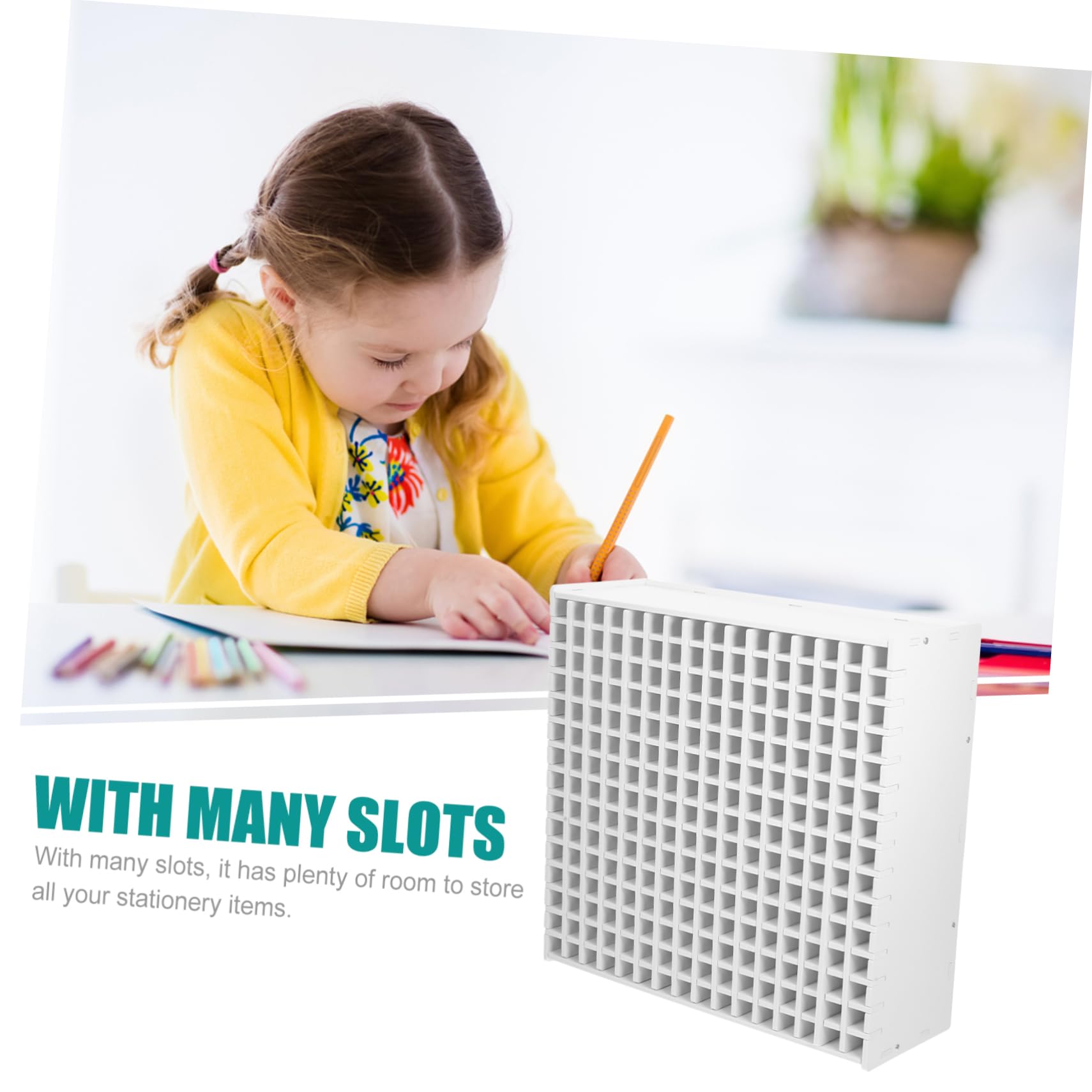 Premium White Marker Storage Box - Modern Desktop Organizer for Pens, Markers & Office Supplies | Art, School & Office Use | Durable ABS Plastic Desk Organizer with Dividers