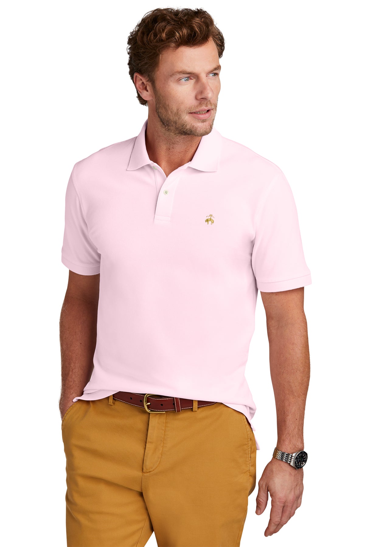 Brooks Brothers Premium Pima Cotton Pique Polo Shirt for Men - Soft Pearl Pink Color - Perfect for Golf, Casual Wear & Business Casual Outfits