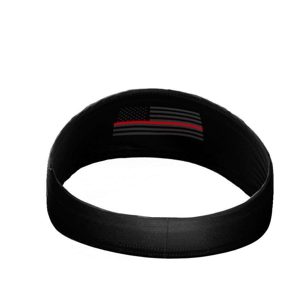 Tactical Thin Red Line USA Flag Headband - Patriotic Sweatband for Running, Hiking & Outdoor Activities - Support Firefighters & First Responders