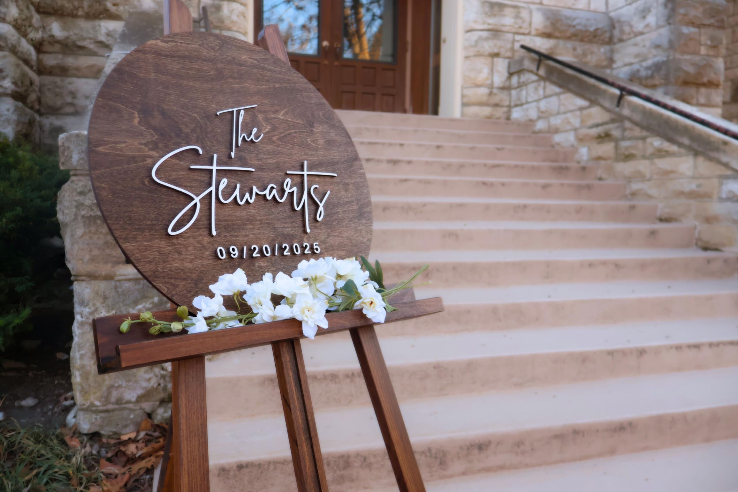 Custom 3D Last Name Guest Book Sign - Round Wooden Wedding Guest Book Alternative - Personalized Unique Wedding Decor for Reception, Bridal Shower & Anniversary Gifts