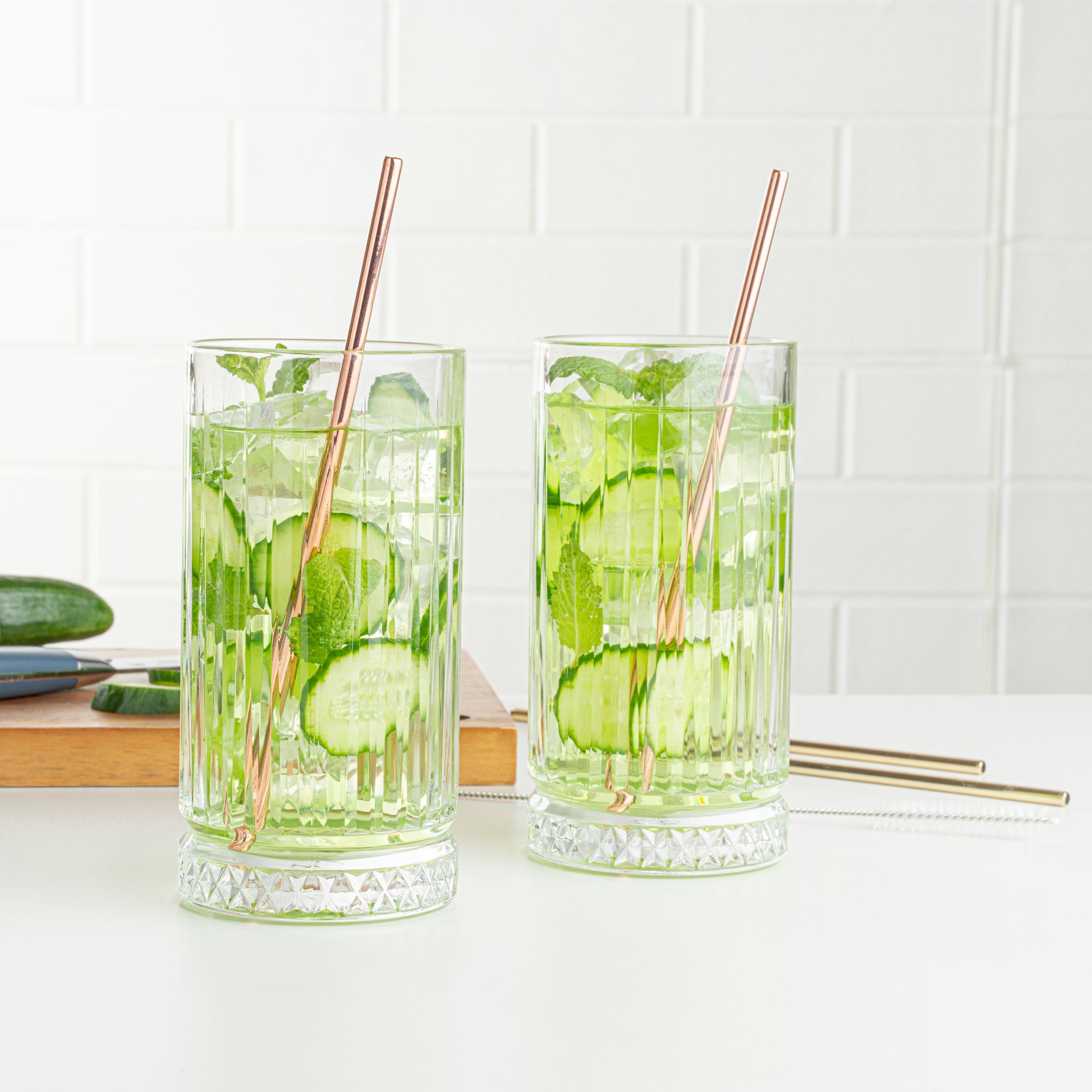 Eco-Friendly Copper Plated Stainless Steel Straws - 7.5 Inch Reusable Drinking Straws (2-Pack) - Perfect for Smoothies, Cocktails & Iced Coffee at Home or Cafe