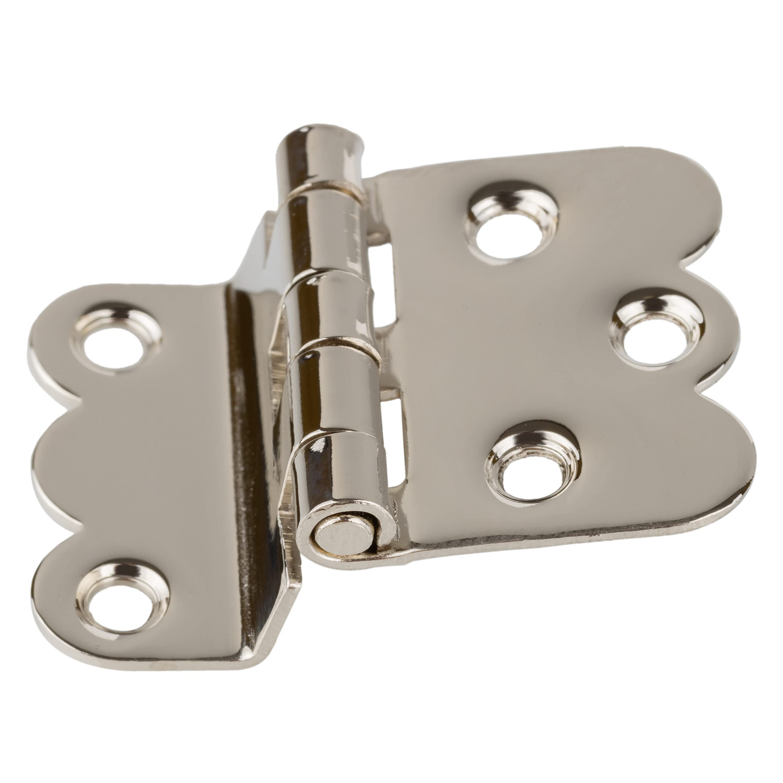 Nickel Plated Napanee Offset Cabinet Hinges - Pack of 2 - Hoosier Style Reproduction Hardware - UA-206-HPN - Perfect for Vintage Kitchen Cabinets, Farmhouse Decor & Antique Furniture Restoration