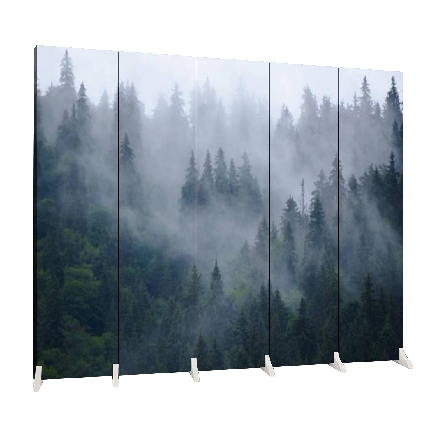 Dola-Dola 5-Panel Folding Room Divider - Misty Mountain Landscape Canvas Privacy Screen - Freestanding Indoor Partition for Home Office, Bedroom & Living Room - Multi-Purpose Protective Wall Separator for Space Division & Decoration