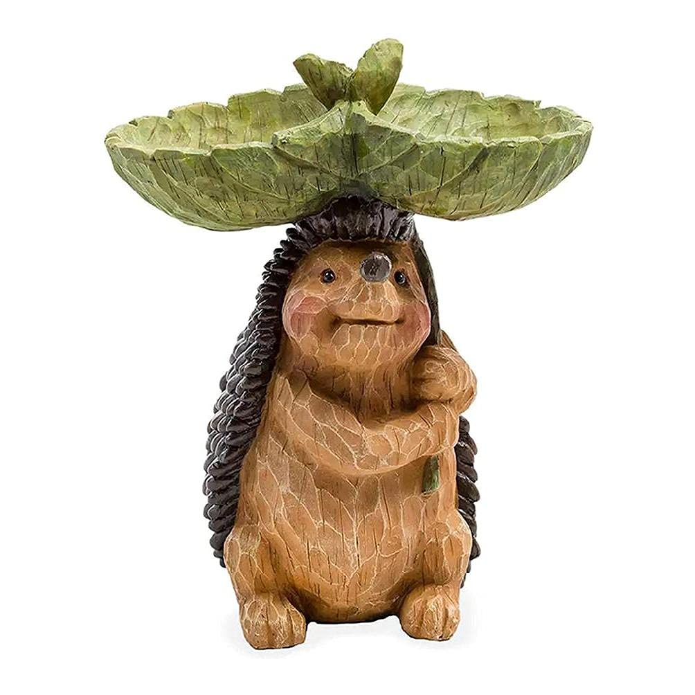 Yeahii Hedgehog Bird Bath & Feeder - Large Resin Garden Statue Sculpture for Outdoor Decor - Funny Animal Ornament for Backyard, Patio, Lawn (Perfect for Attracting Birds & Adding Whimsy to Your Garden)