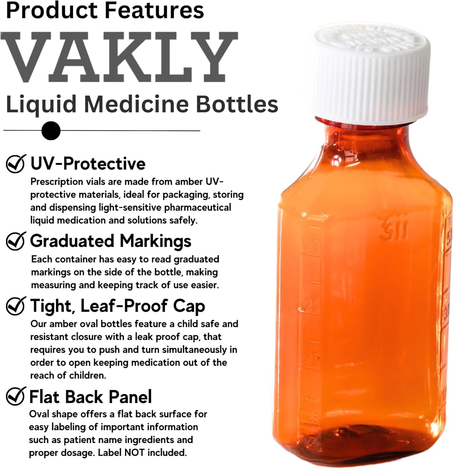 Child Resistant 2oz Empty Plastic Amber Medicine Bottles - Case of 100 Oval Prescription Dispensing Bottles with Safety Lids for Light-Sensitive Pharmacy Storage | Perfect for Home Medication Organization & Professional Pharmacy Use