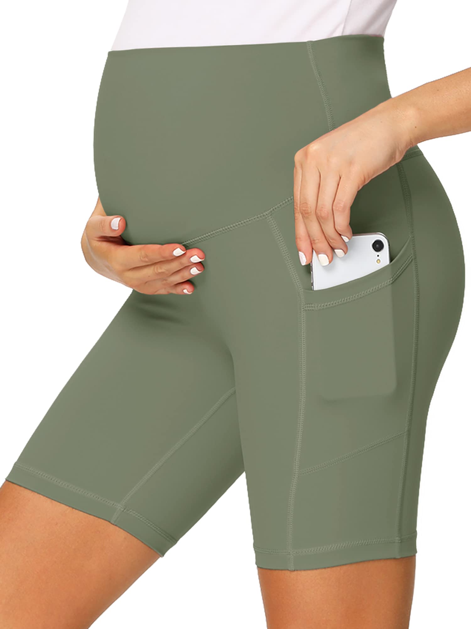 AMPOSH Women's Maternity Biker Shorts - Buttery Soft Yoga Shorts for Workout, Running & Athletic Wear | Perfect for Pregnancy Exercise, Gym & Lounge