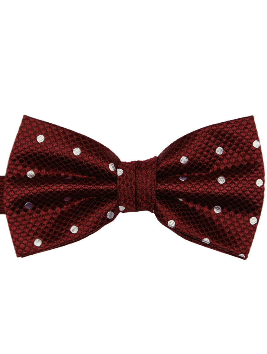 DÉCLIC Classic Spot Bow Tie for Men - Burgundy & White Pattern - Perfect for Weddings, Parties & Formal Events