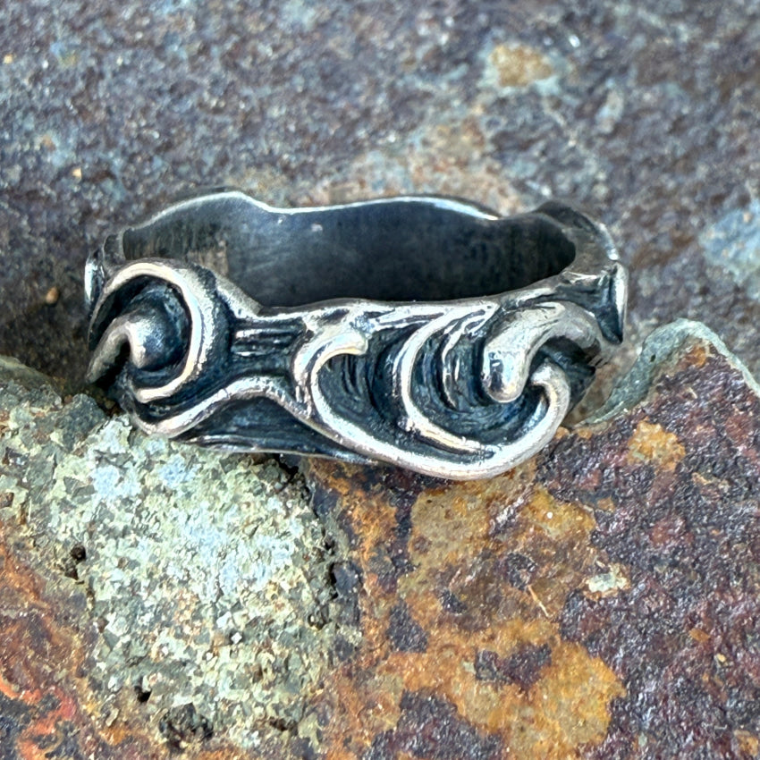 Vintage Lost Wax Cast Sterling Silver Band Ring - Size 5.5 - Handmade Jewelry for Women, Perfect for Weddings, Anniversaries & Everyday Elegance