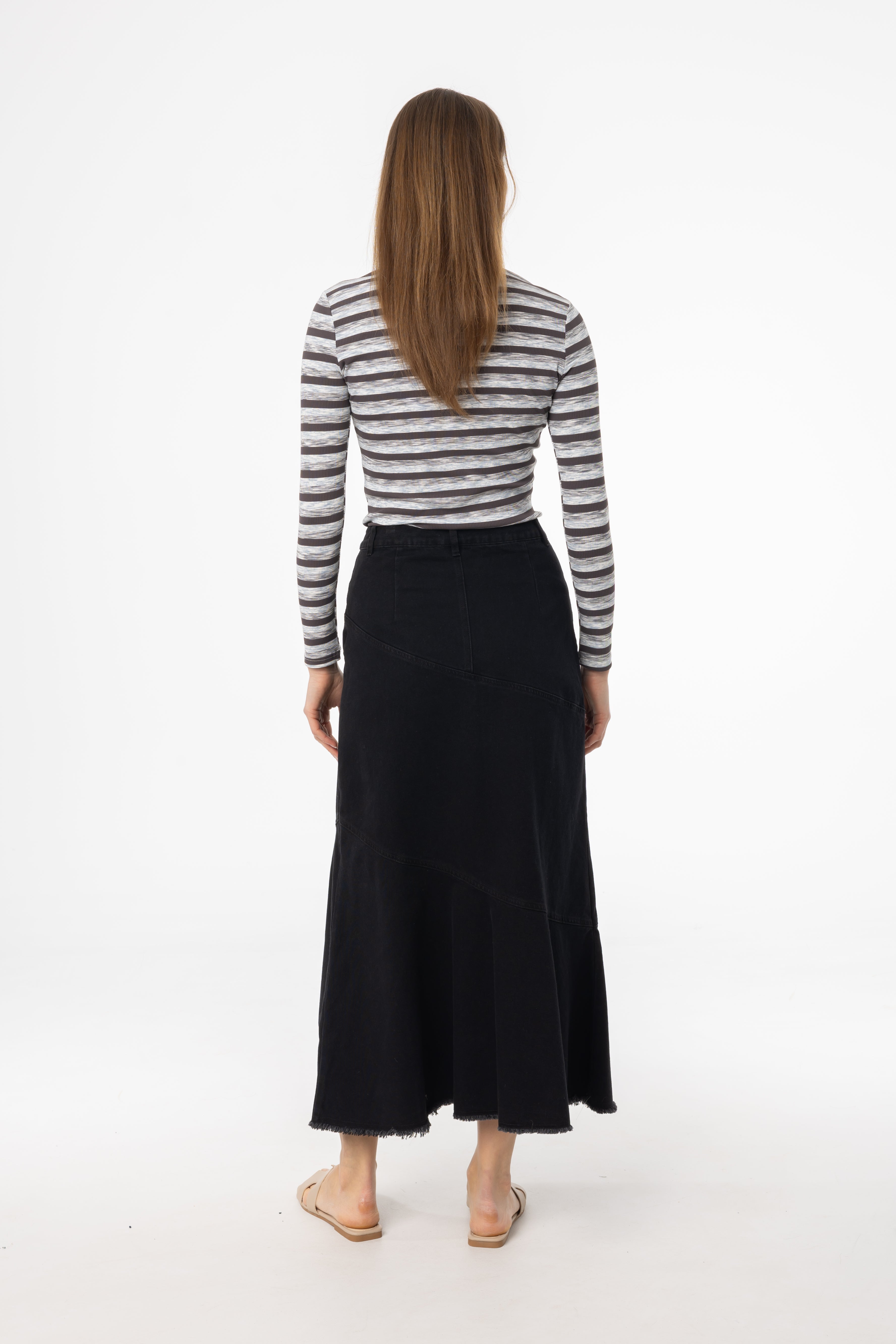 Stylish Black Fringe Tiered Denim Skirt for Women - Vintage High Waisted A-Line Mini Skirt - Perfect for Concerts, Parties & Casual Outings