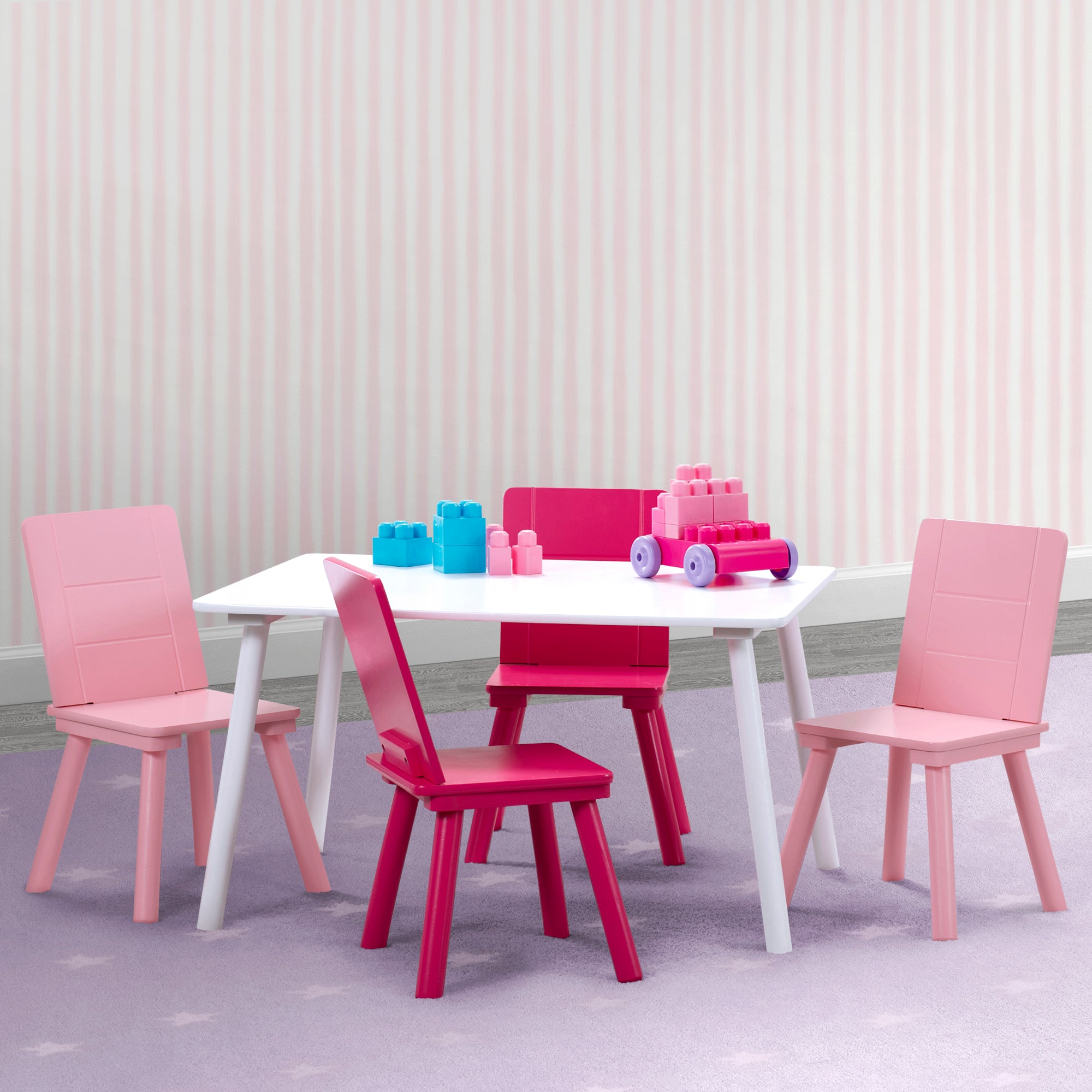 Kids Table and Chair Set - 4-Piece Wooden Children's Furniture for Toddlers & Preschoolers - Perfect for Playroom, Classroom, and Home Learning Activities