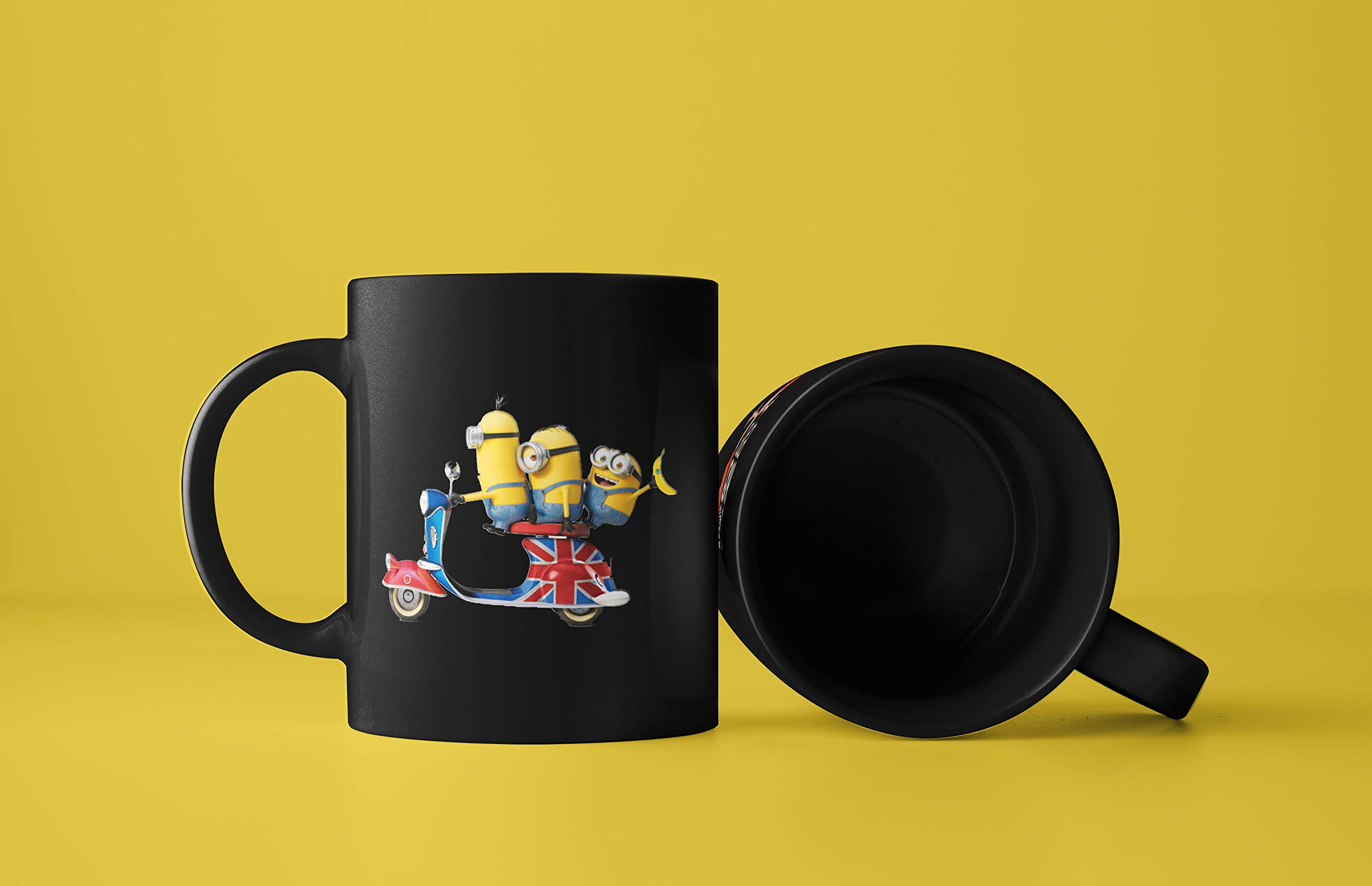 Gen7 Black Minion Scooter Ride Ceramic Coffee Mug - 350ml Printed Funny Minions Design for Hot & Cold Drinks - Perfect for Office, Home, or Gifts