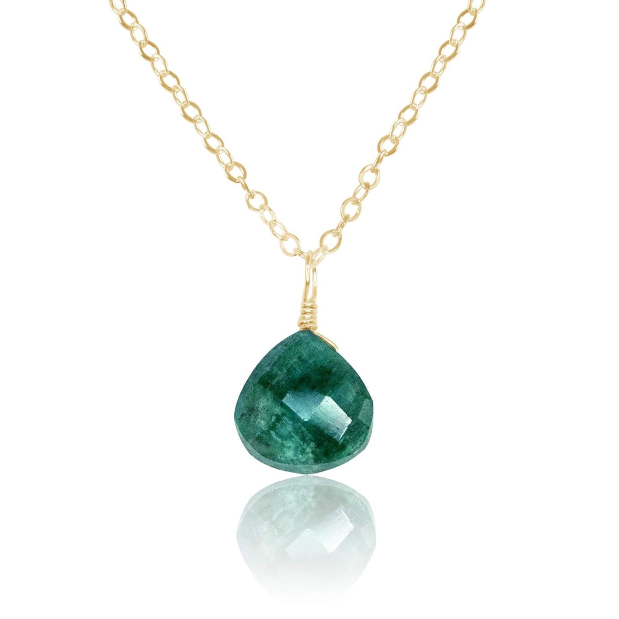 Tiny Emerald Teardrop Crystal Pendant Necklace - Elegant Green Gemstone Jewelry for Women | Perfect for Weddings, Parties & Special Occasions