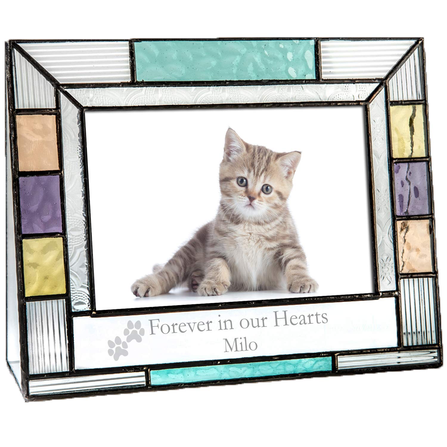 Custom Pet Memorial Frame - Personalized 4x6 Picture Frame with Engraved Name & Paw Prints for Sympathy Gifts