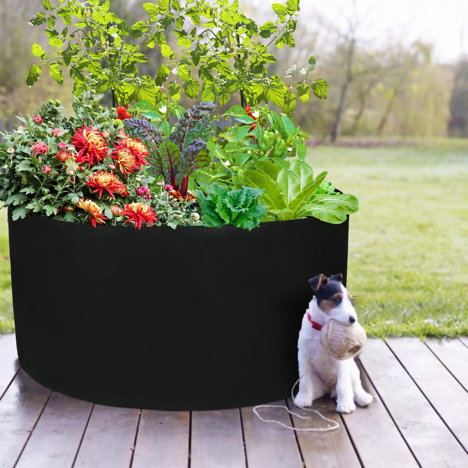 Firlar 2 Pack 100 Gallon Round Grow Bags - Heavy Duty Fabric Plant Pots for Vegetables, Flowers & Herbs | Raised Garden Bed, Planting Container | Indoor & Outdoor Gardening, Urban Farming, Balcony Planting