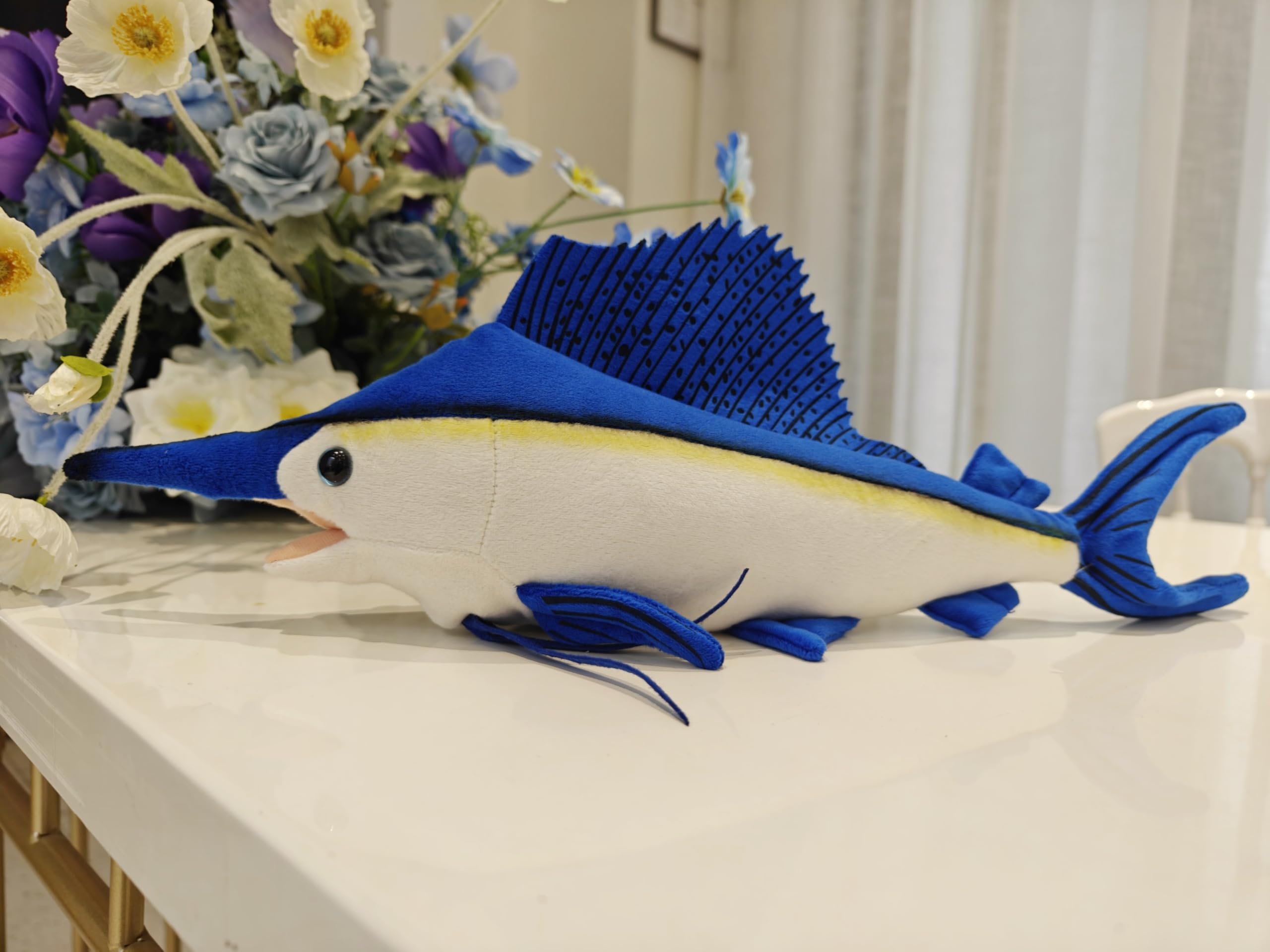 FRANKIEZHOU Realistic Swordfish Plush Toy - 18 Inch Soft Sailfish Stuffed Animal, Cuddly Ocean Creature Gift for Kids | Perfect for Birthday Presents, Nursery Decor & Marine Life Education