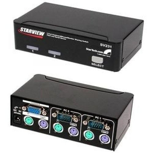STARTECH.COM SV231 2-Port PS/2 and Serial KVM Switch - New Retail Packaging - Ideal for Server Rooms, Data Centers & Office Workstations