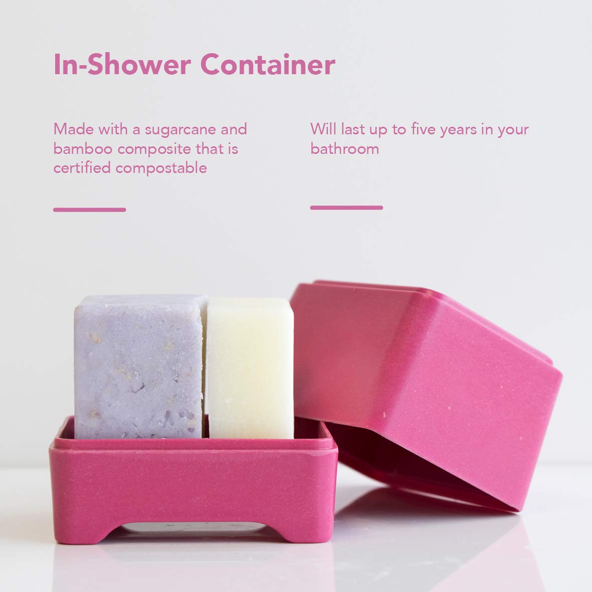 Ethique Eco-Friendly Pink In-Shower Container for Shampoo & Conditioner Bars - Plastic-Free Storage for Solid Hair Care Products (Pack of 1) | Perfect for Bathroom Organization & Sustainable Showering
