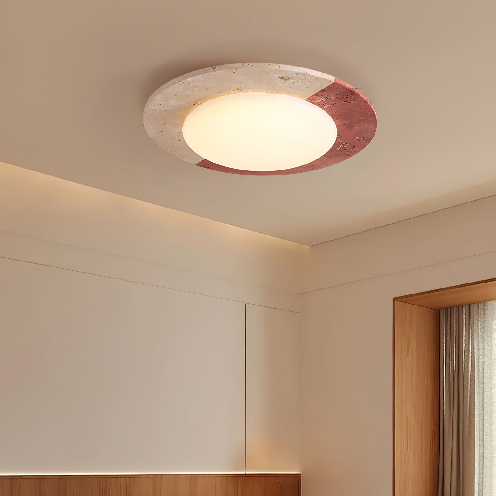 Celestial Travertine Ceiling Lamp - Modern Handcrafted Stone Pendant Light Fixture for Living Room, Bedroom, Dining Room & Kitchen Decor