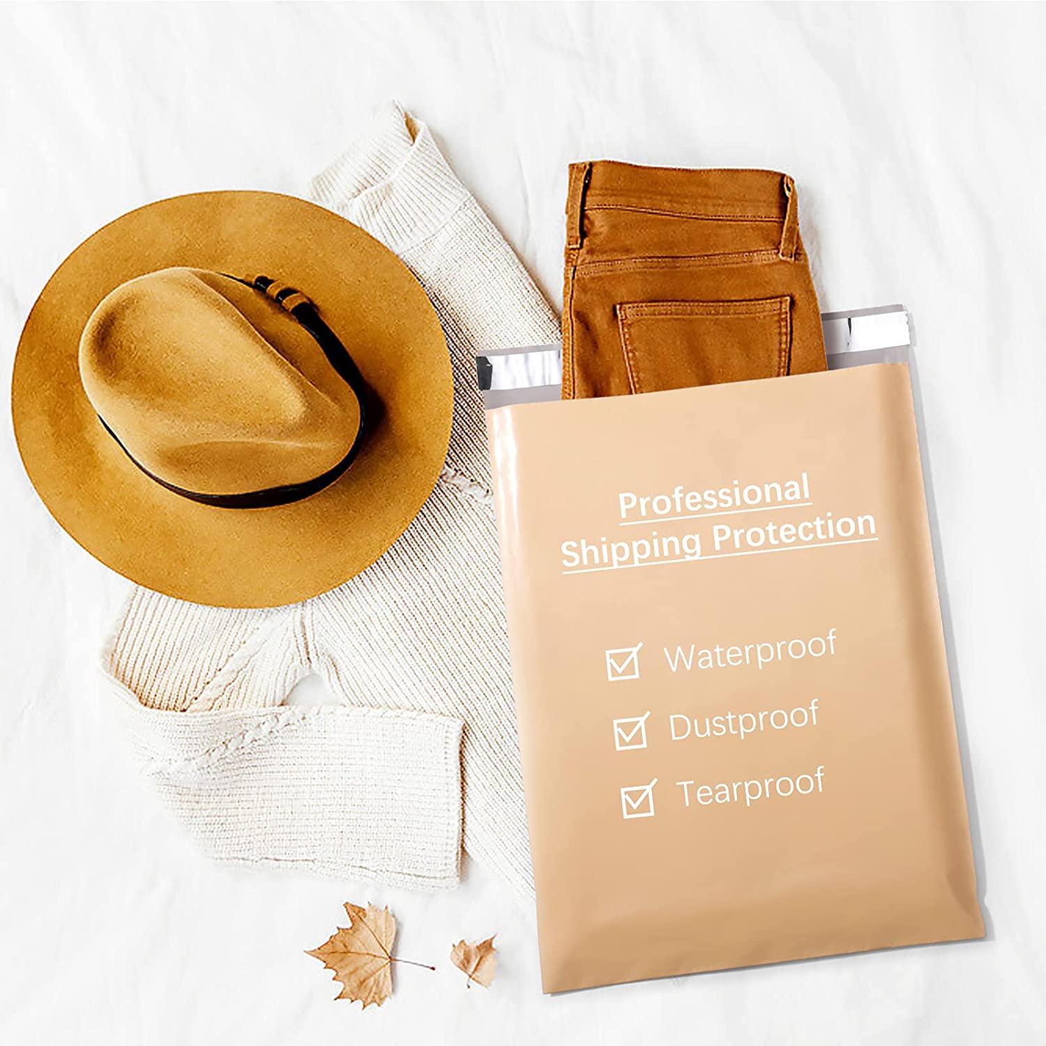 14.5x19 Inch Beige Poly Mailer Envelopes - Waterproof & Tear-Resistant Shipping Bags for Ecommerce, Clothing & Online Stores - Perfect for Mailing Packages, Returns & Small Business Shipping