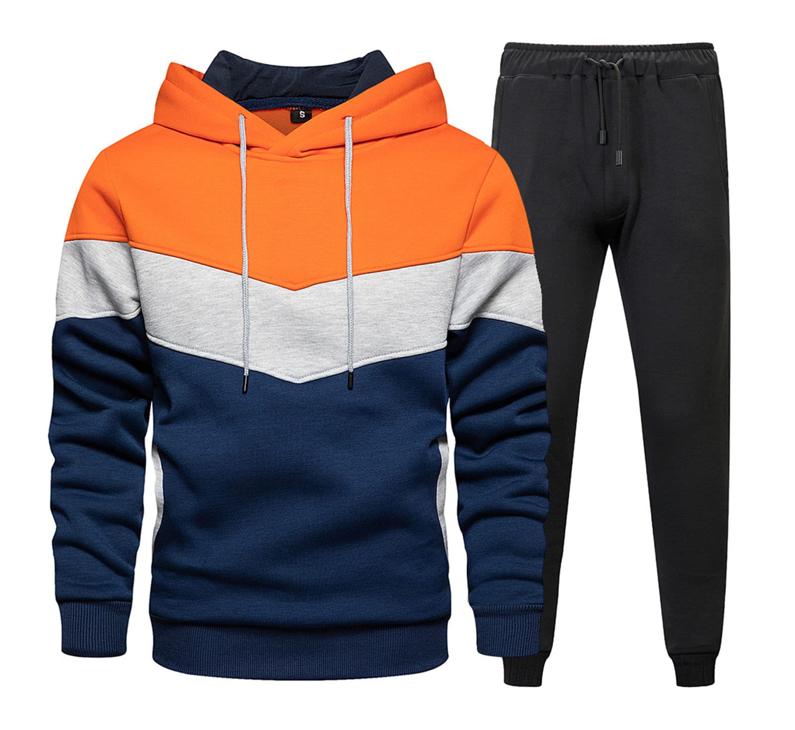Men's Sports Jogging Suit Set - Breathable Tracksuit with Patchwork Design for Running, Gym & Casual Wear | Lightweight Sweatsuit for Men's Workout & Outdoor Activities