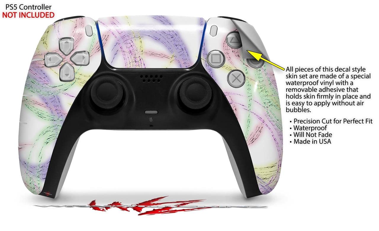 PS5 DualSense Controller Skin Wrap - Neon Swoosh White for Gaming Protection
