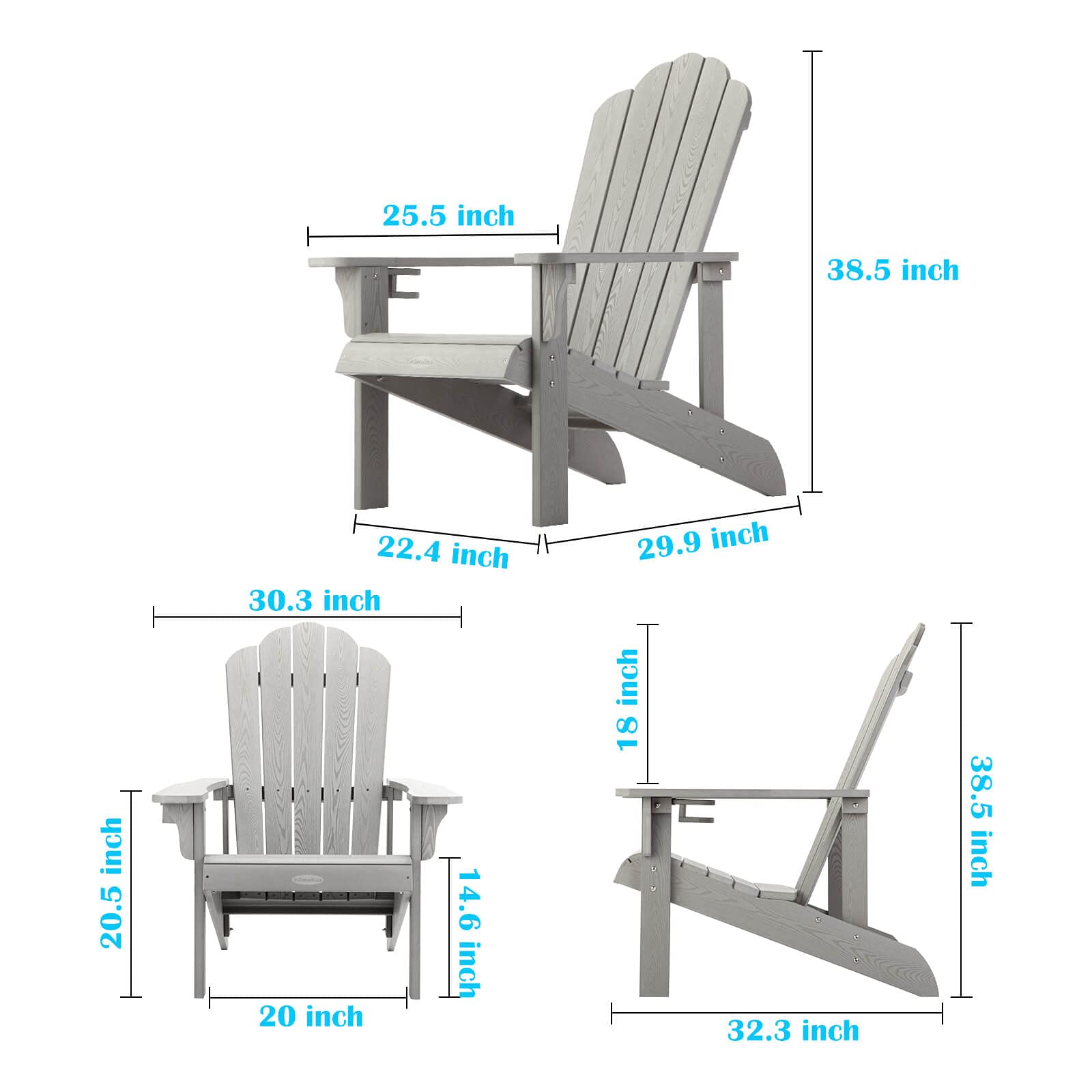 **Weather-Resistant Hard Plastic Adirondack Chair with Cup Holder – Easy to Assemble & Maintain – Comfortable Outdoor Chair for Patio, Backyard, Deck & Fire Pit – Gray – Perfect for Relaxing, Lounging & Entertaining Outdoors**