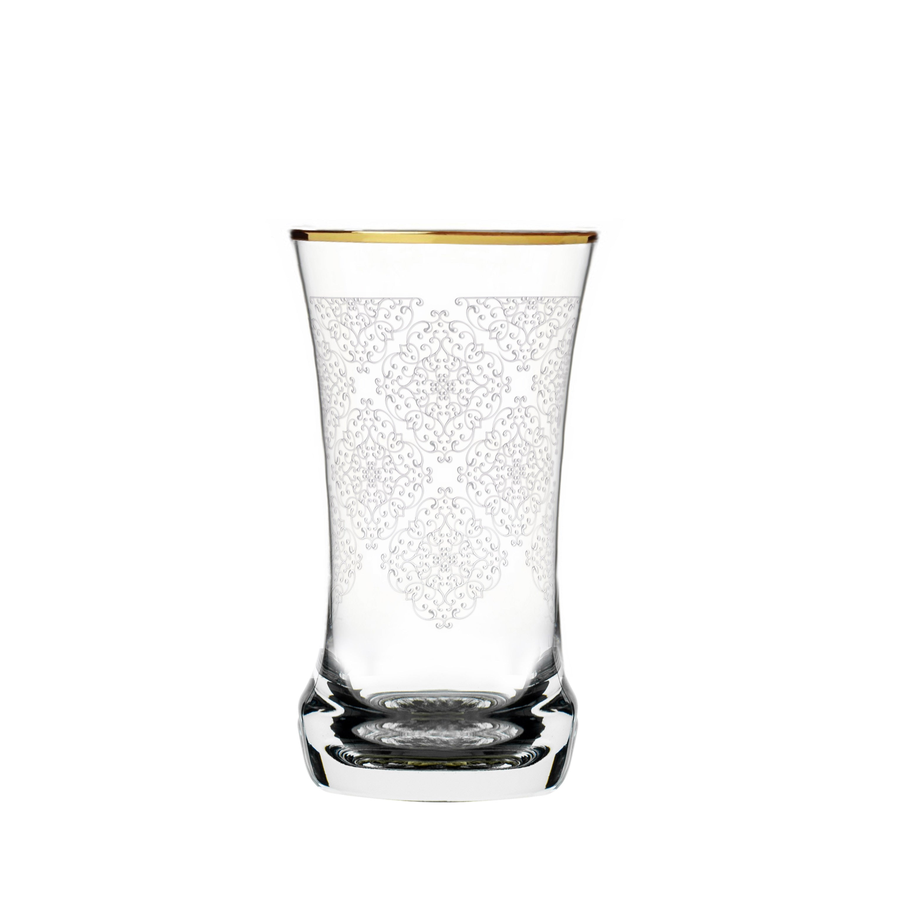 Dimlaj Perla Set of 6 Crystal Tumblers - 12oz Gold Rimmed Glasses for Champagne, Cocktails & Wine - Elegant Barware for Parties, Weddings & Home Entertaining