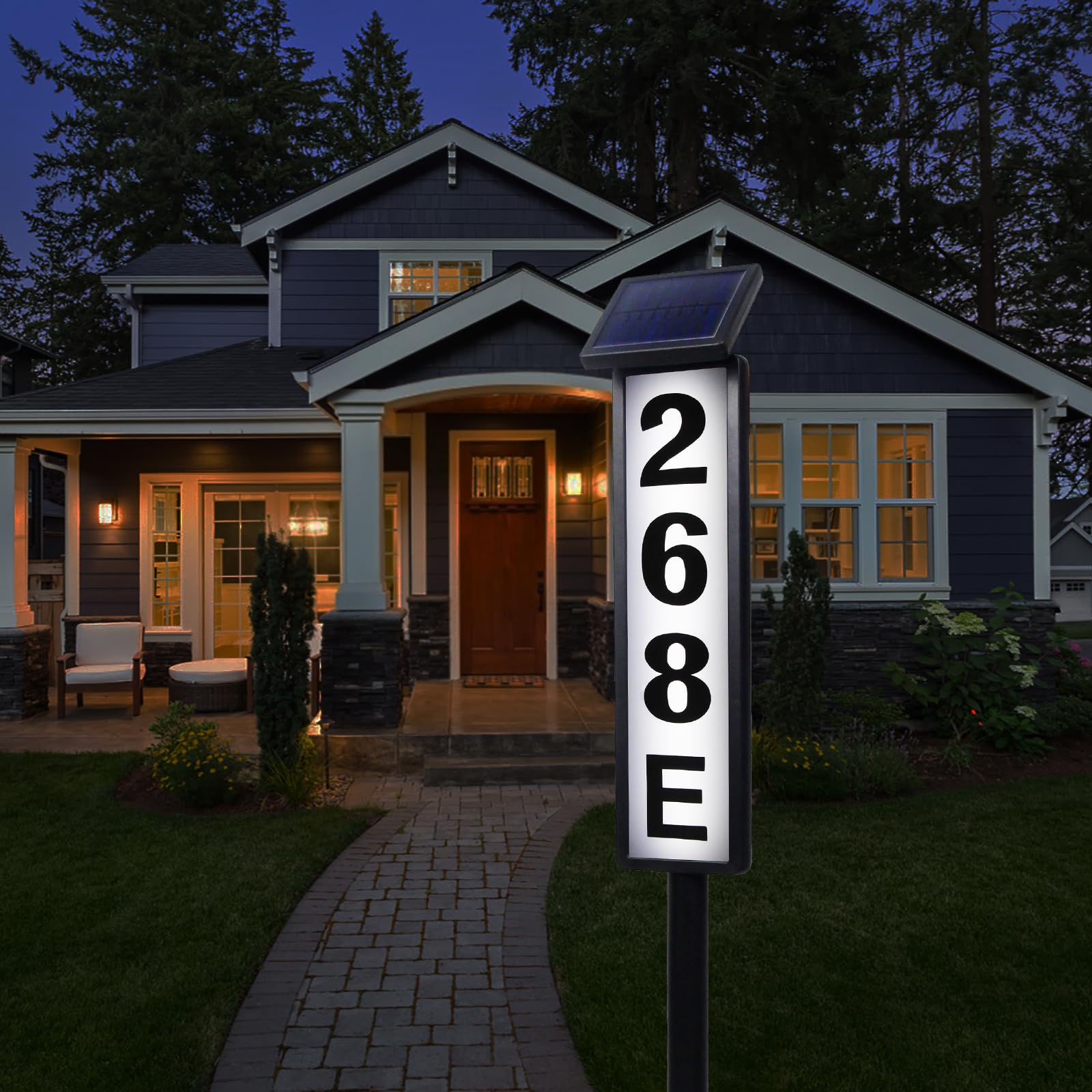Solar Powered Address Sign with LED Light - Waterproof Outdoor House Numbers Plaque for Mailbox, Front Door & Garden - Easy to Install & Energy Efficient