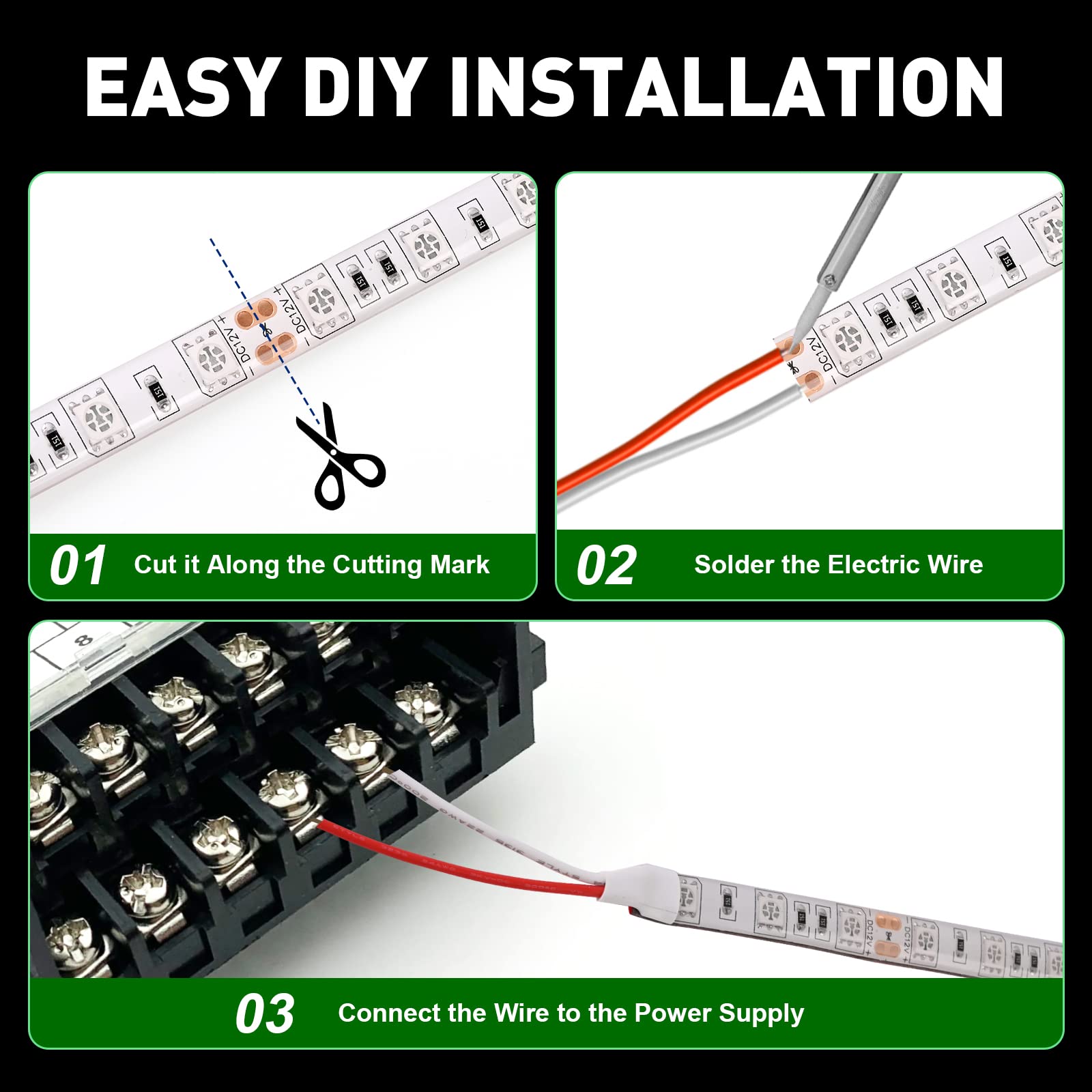 Waterproof 12V Marine LED Strip Lights for Boats - Green 16.4ft Boat Lighting for Night Fishing, Pontoon, Kayak, Jon Boats & Bass Boats | Perfect for Deck, Cabin & Underwater Illumination
