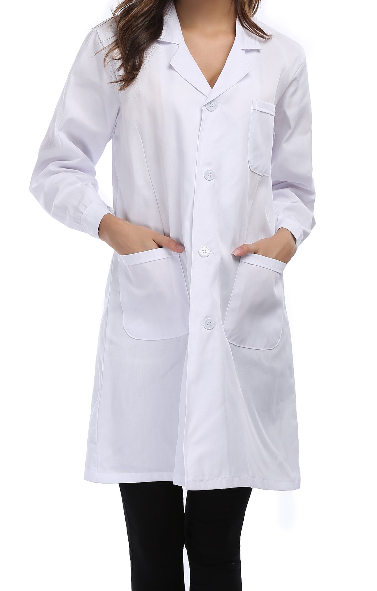 Taylor Eddie Professional Lab Coat for Women - Long Sleeve Polyester Medical Coat, White Doctor Coat for Female Scientists & Nurses - Perfect for Hospitals, Labs & Clinical Work