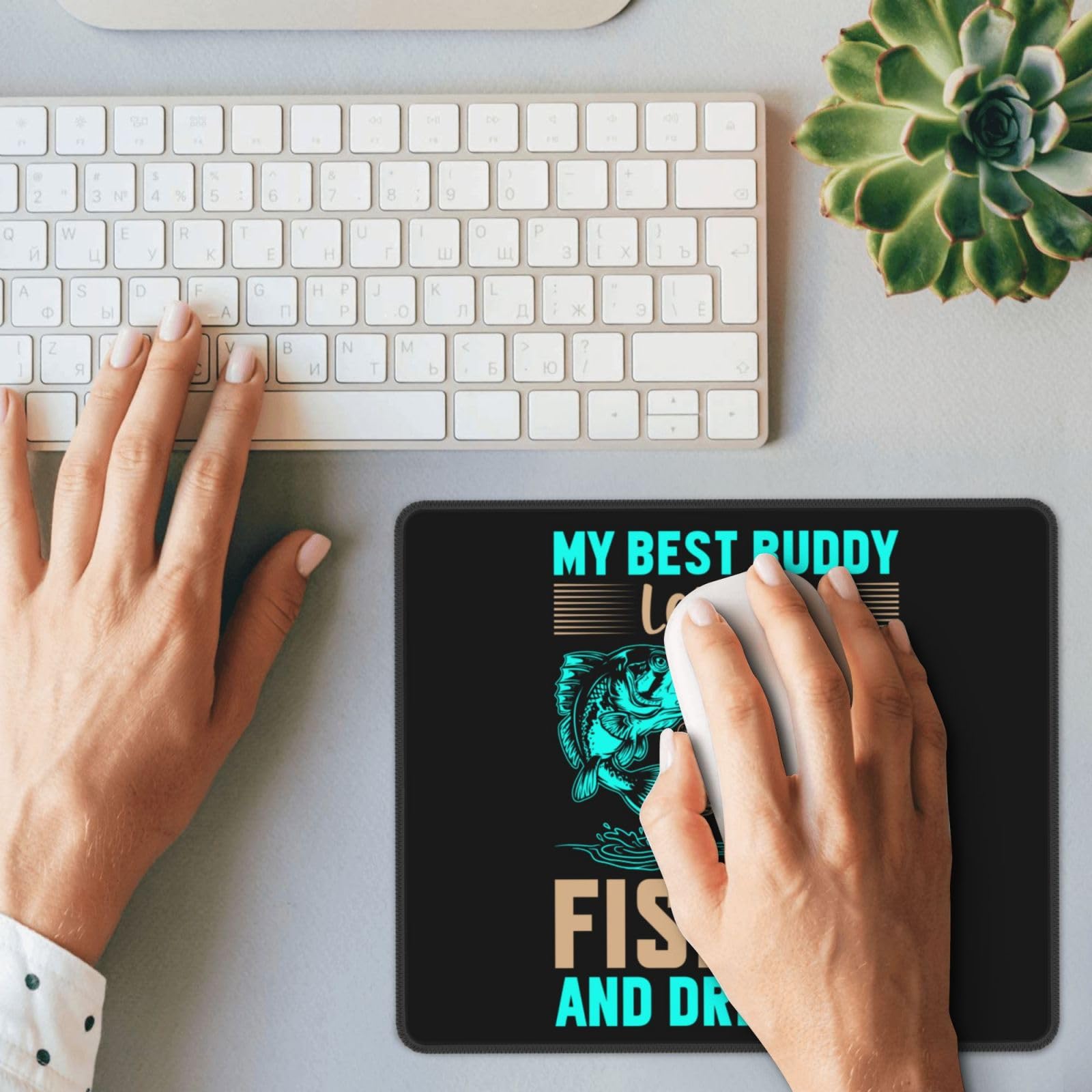 Waterproof Non-Slip Rubber Base Mouse Pad - 10x12 Inch Gaming & Office Mousepad for PC/Laptop - Perfect for Fishing Enthusiasts, Gamers & Office Work