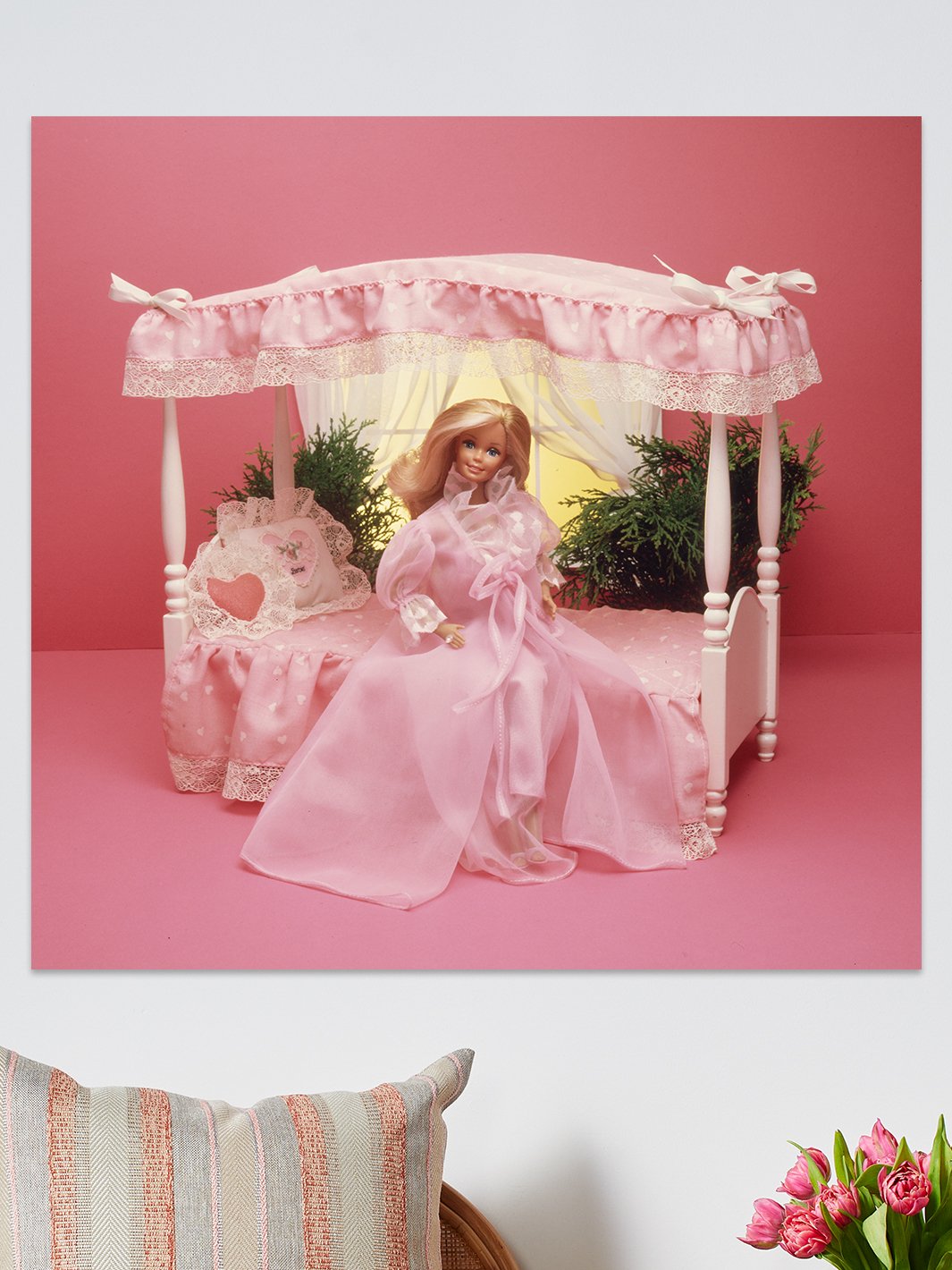 Barbie™ Dream Bed on Acrylic - Pink Doll Bed with Canopy for 12