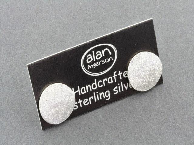 Convex Scratched Stud Earrings - Sterling Silver Disc Earrings for Women, Perfect for Casual & Party Wear