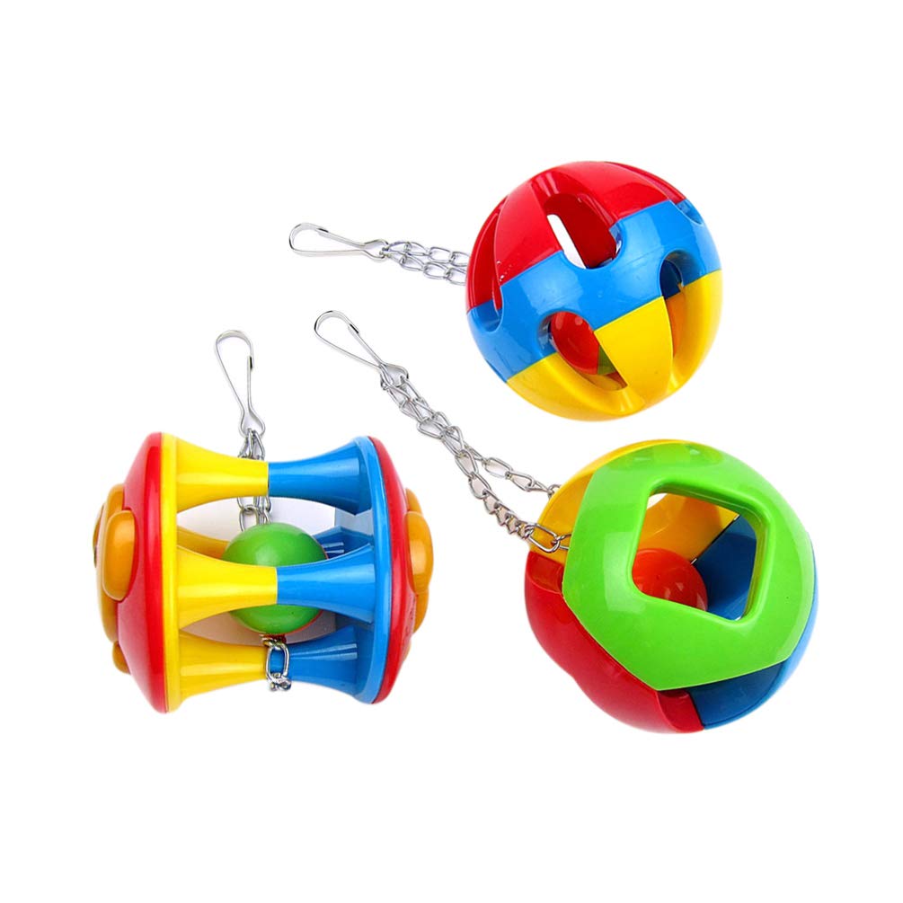Balacoo Parrot Toys - 3pcs Interactive Chew Bite Toys for Cockatiels, Conures & Lovebirds | Hollow-Out Feet Rattle, Educational & Fun Playing | Perfect for Training, Boredom Relief & Bonding Time