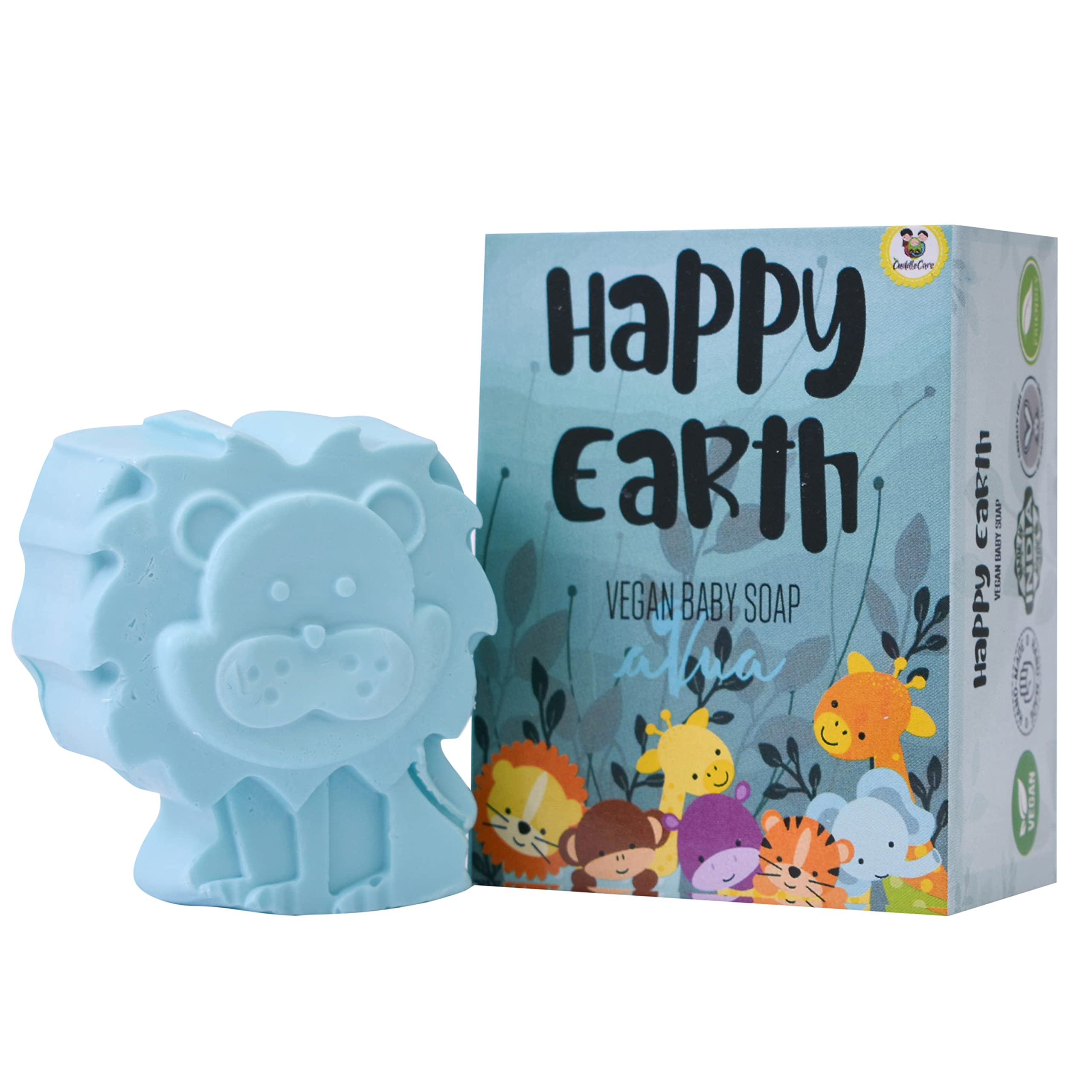 **CuddleCare Happy Earth Vegan Baby Bath Soap with Organic Coconut Oil & Lemon Oil – 100% Natural, Chemical-Free, Gentle for Newborns & Sensitive Skin – Perfect for Daily Bathing & Relaxation**