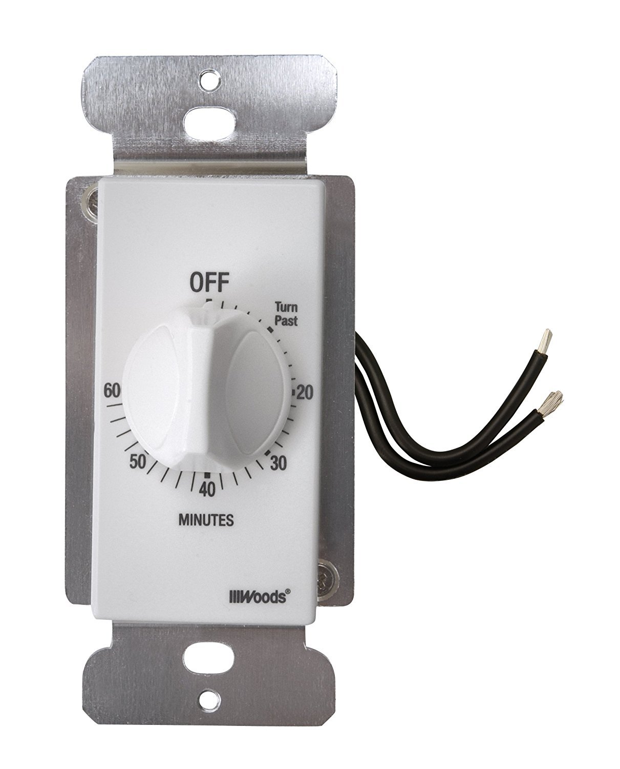 Woods 60 Minute Spring Wound Timer - White Mechanical Kitchen Timer for Cooking, Baking, Exercise & Classroom Use (Model 59717)