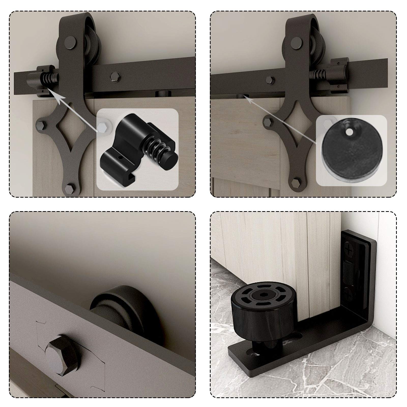 16 FT Heavy Duty Sliding Barn Door Hardware Track Kit - Smooth & Quiet Operation for Doors Up to 48