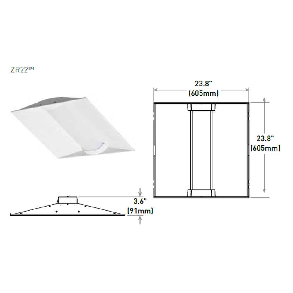 2x2 LED Troffer Light - 3000 Lumens, 120V/277V, Center Basket Design - Perfect for Office, Classroom, and Commercial Lighting