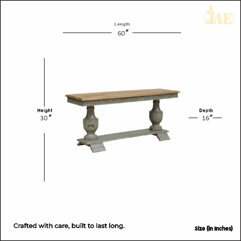 French Provincial Style Grey Wooden Pillar Console Table - Elegant Entryway, Living Room, or Hallway Decor for Home & Office