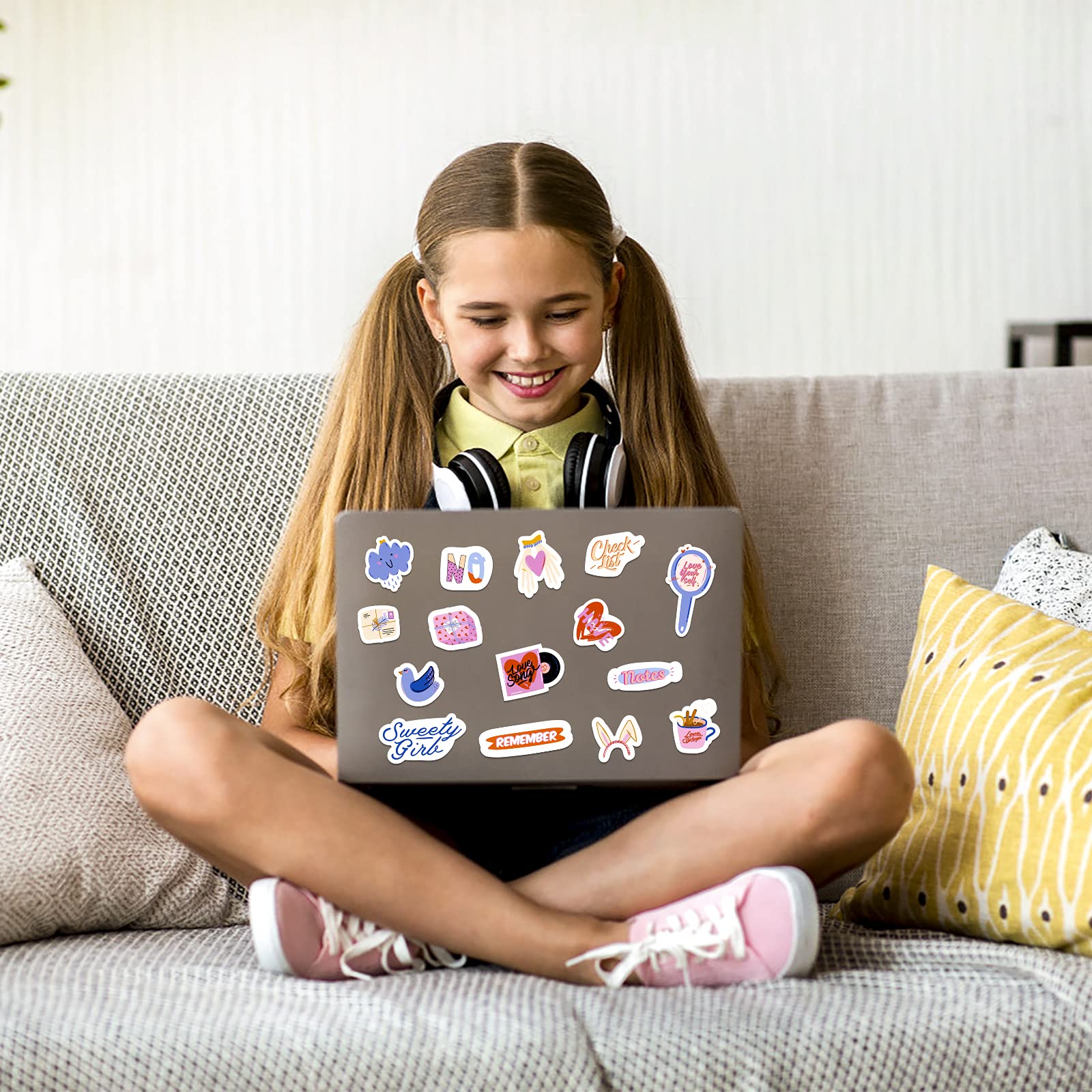 Trendy Aesthetic Stickers Pack of 50 - Waterproof Vinyl Decals for Water Bottles, Laptops, Hydro Flasks, Phones, Motorcycles, Luggage & Skateboards - Cute Stickers for Teens & Girls - Perfect for School, Travel & Personalizing Your Belongings