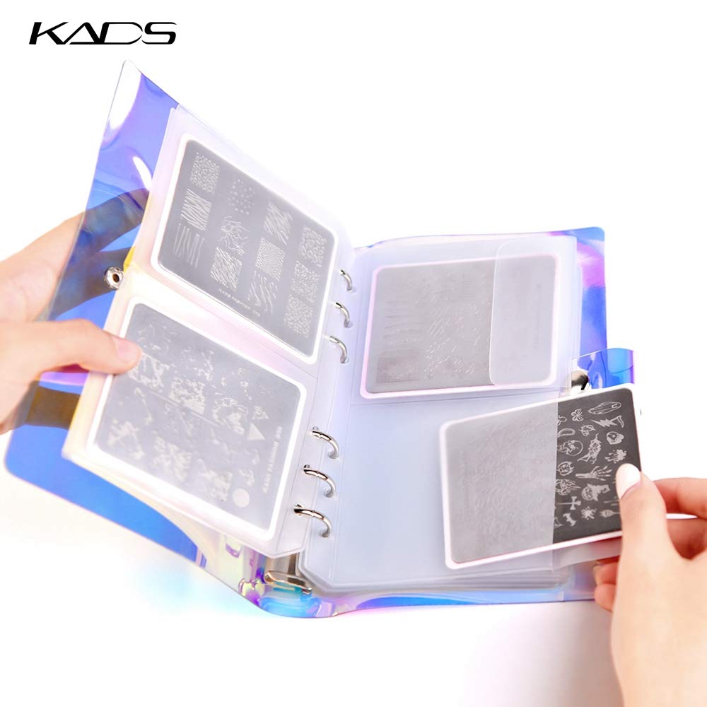 KADS 20Pcs Nail Stamping Plates Set - Christmas Nail Art Templates with Laser Plate Organizer | DIY Holiday Nail Designs for Parties & Gifts